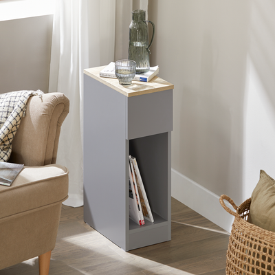 SoBuy Table de Chevet Lot de 2 Étroites Tables d'Appoint avec Tiroir Gris Clair 20x60x35cm FBT111-HGx2