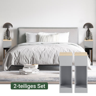 SoBuy Table de Chevet Lot de 2 Étroites Tables d'Appoint avec Tiroir Gris Clair 20x60x35cm FBT111-HGx2