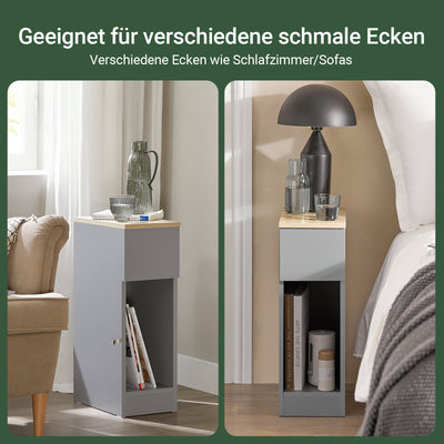 SoBuy Table de Chevet Lot de 2 Étroites Tables d'Appoint avec Tiroir Gris Clair 20x60x35cm FBT111-HGx2
