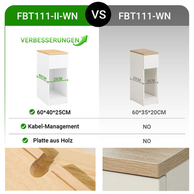 SoBuy Table de Chevet Étroite | Table d'Appoint avec Tiroir | Blanc-Naturel FBT111-II-WN