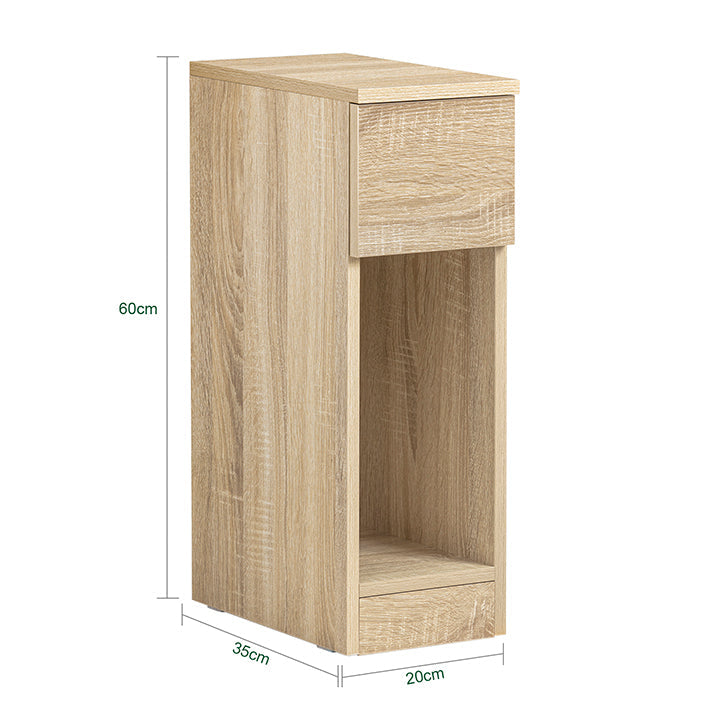 SoBuy Comodino Stretto | con Cassetto Naturale | 20x60x35cm | FBT111-N