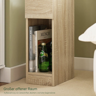 SoBuy | Nachttisch 2er Set schmal | mit Schublade Natur | FBT111-Nx2