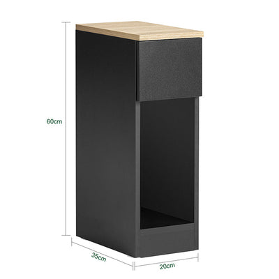 SoBuy Comodino Stretto Tavolino da Salotto con Cassetto Nero 20x60x35cm FBT111-SCH