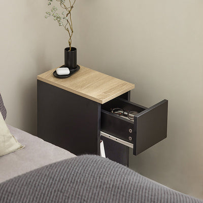 SoBuy Comodino Stretto Tavolino da Salotto con Cassetto Nero 20x60x35cm FBT111-SCH