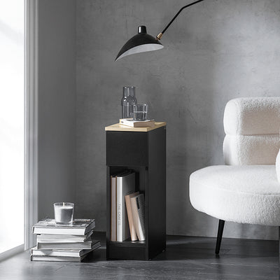 SoBuy Nachttisch schmal Beistelltisch mit Schublade Schwarz 20x60x35cm FBT111-SCH