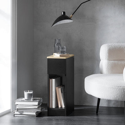 SoBuy Comodino Stretto Tavolino da Salotto con Cassetto Nero 20x60x35cm FBT111-SCH