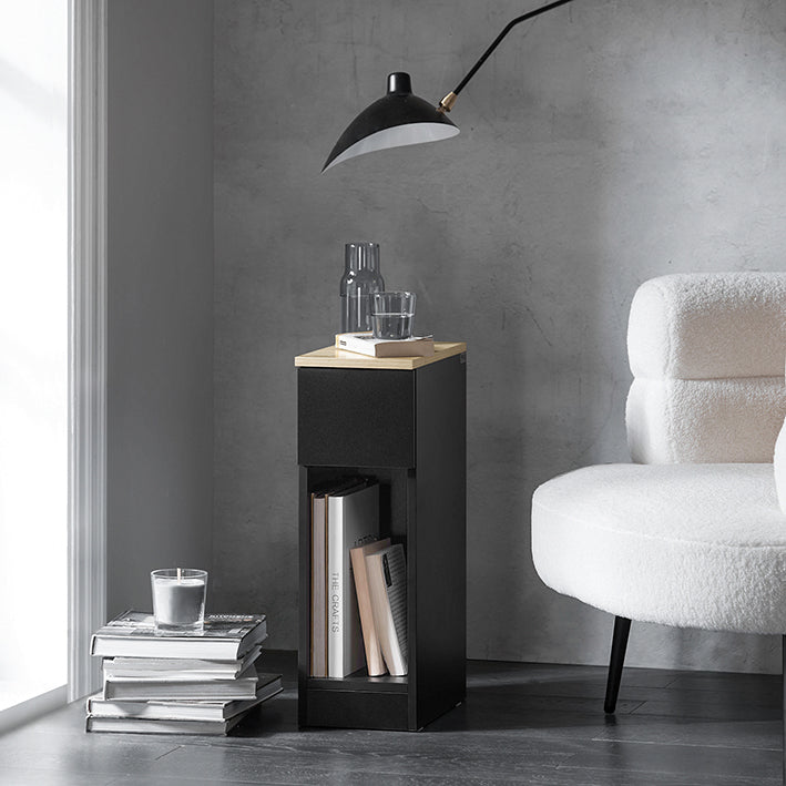 SoBuy Comodino Stretto Tavolino da Salotto con Cassetto Nero 20x60x35cm FBT111-SCH