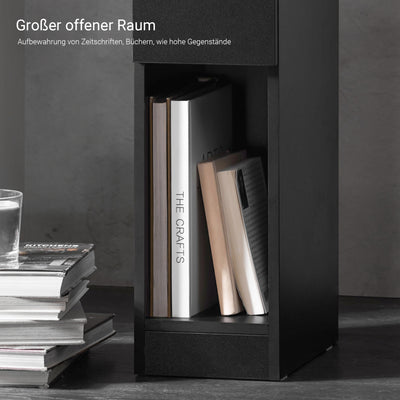 SoBuy Nachttisch schmal Beistelltisch mit Schublade Schwarz 20x60x35cm FBT111-SCH