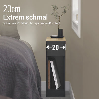 SoBuy Nachttisch schmal Beistelltisch mit Schublade Schwarz 20x60x35cm FBT111-SCH