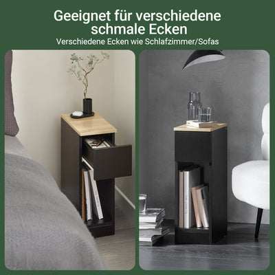 SoBuy | Comodini 2 pz. stretti | Tavolino da caffè con cassetto | Nero 20x60x35cm | FBT111-SCHx2