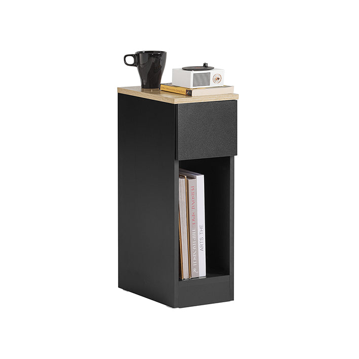 SoBuy Comodino Stretto Tavolino da Salotto con Cassetto Nero 20x60x35cm FBT111-SCH