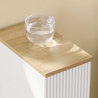 SoBuy | Comodino stretto | con cassetto con design a onde | Bianco | 20x60x35cm | FBT111-W