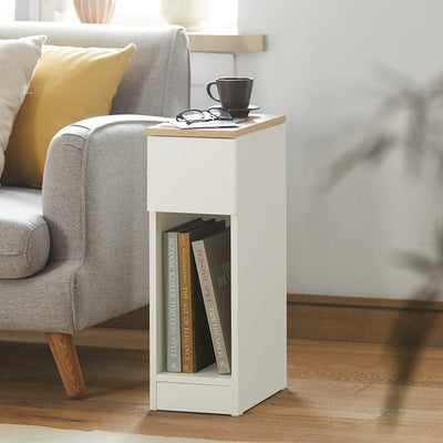 SoBuy Set di 2 comodini stretti con cassetto Bianco 20x60x35cm FBT111-WNx2