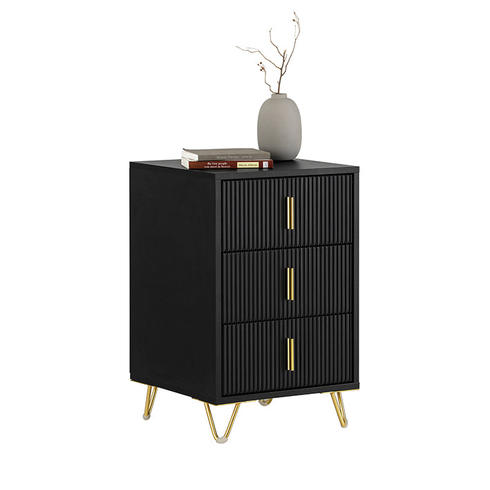 SoBuy | Comodino con 3 cassetti | Tavolino da divano | Tavolino laterale | Nero | FBT115-L-SCH