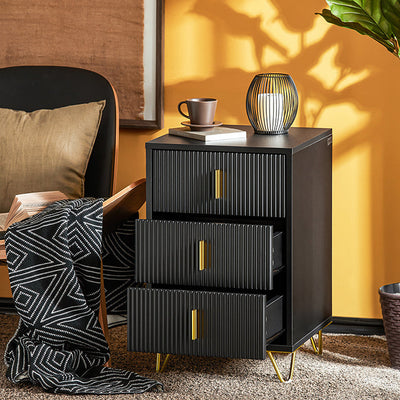SoBuy | Comodino con 3 cassetti | Tavolino da divano | Tavolino laterale | Nero | FBT115-L-SCH