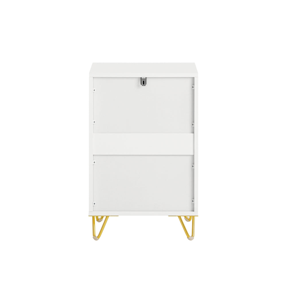 SoBuy | Nachttisch mit 3 Schubladen | Sofatisch | Beistelltisch | Weiß | FBT115-L-W