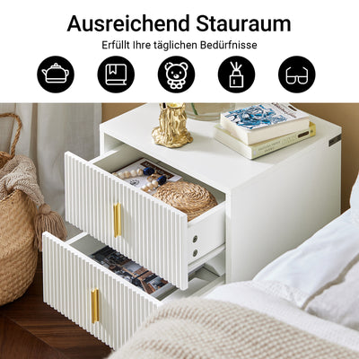 SoBuy | Table de chevet à 2 tiroirs | Table d'appoint | Table de canapé | Blanche | FBT115-W 