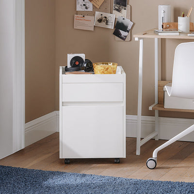 SoBuy | Chariot de rangement | Chariot de bureau | Table d'appoint à roulettes | Table imprimante | Blanc | FBT121-W