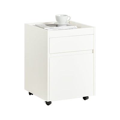 SoBuy | Chariot de rangement | Chariot de bureau | Table d'appoint à roulettes | Table imprimante | Blanc | FBT121-W