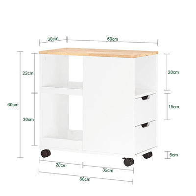 SoBuy | Desserte d'imprimante à roulettes | Chariot de classement | Chariot de bureau | Blanc-Naturel | FBT130-WN