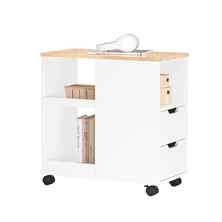 SoBuy | Tavolino Portastampante con Ruote | Carrello Portadocumenti | Carrello da Ufficio | Bianco-Naturale | FBT130-WN