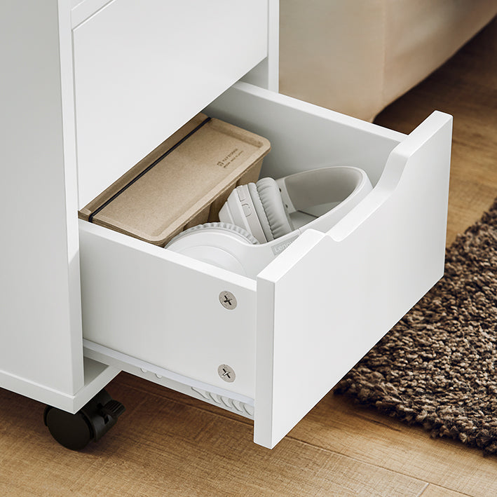 SoBuy | Desserte d'imprimante à roulettes | Chariot de classement | Chariot de bureau | Blanc-Naturel | FBT130-WN