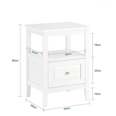 Prevendita | SoBuy | Comodino | Tavolino con 1 cassetto | Tavolino da divano | Bianco | FBT131-W