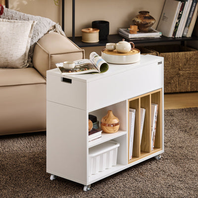 SoBuy | Armadio schedario | Carrello schedario | Tavolo stampante | Contenitore su ruote | Bianco | FBT134-W