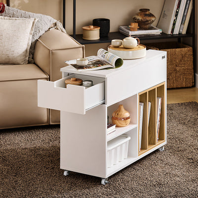 SoBuy | Armadio schedario | Carrello schedario | Tavolo stampante | Contenitore su ruote | Bianco | FBT134-W