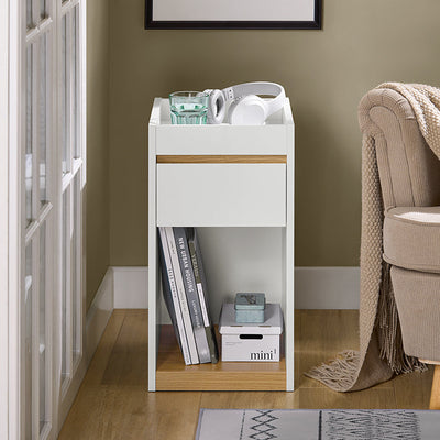 SoBuy | Comodino | Letto boxspring | Tavolino da divano | Tavolino d'appoggio | Comò da notte | Bianco | FBT137-W