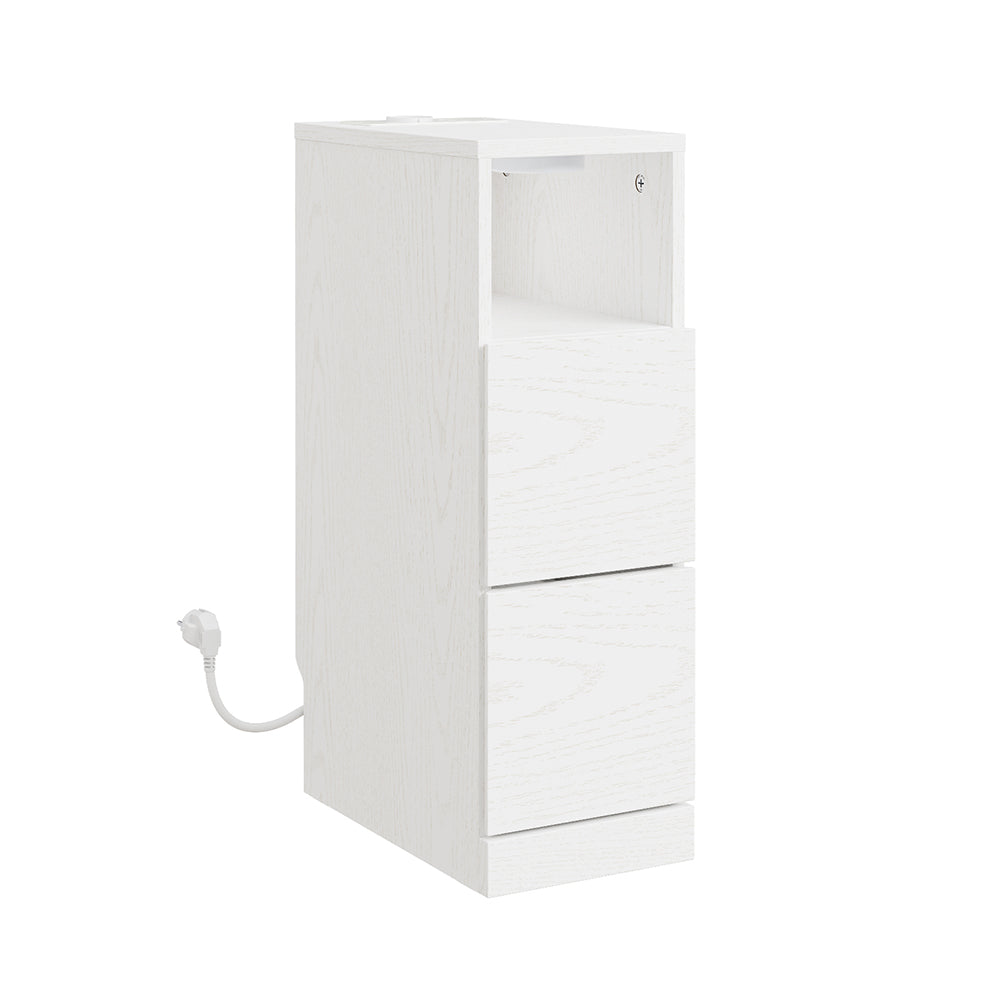 SoBuy Nachttisch schmal 20cm breit mit 2 Schubladen Platzsparender Weiß FBT149-E-WG