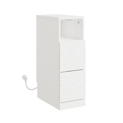 SoBuy Nachttisch schmal 20cm breit mit 2 Schubladen Platzsparender Weiß FBT149-E-WG
