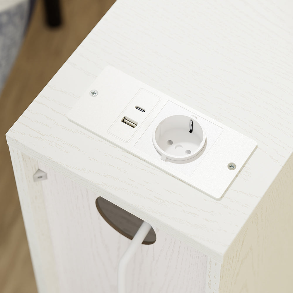 SoBuy Nachttisch schmal 20cm breit mit 2 Schubladen Platzsparender Weiß FBT149-E-WG