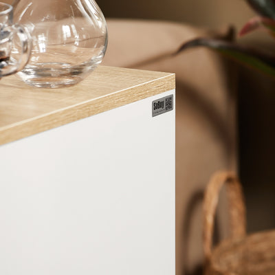 Prévente | SoBuy | Table de chevet étroite | 2 tiroirs, blanche | 20 x 60 x 35 cm | FBT149-WN