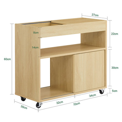 SoBuy | Tavolino con Ruote | Comodino | Tavolino da Divano | Tavolino da Tè | Naturale | FBT152-N