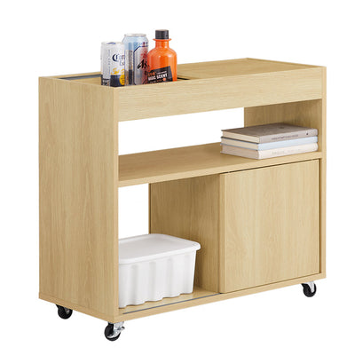 SoBuy | Tavolino con Ruote | Comodino | Tavolino da Divano | Tavolino da Tè | Naturale | FBT152-N