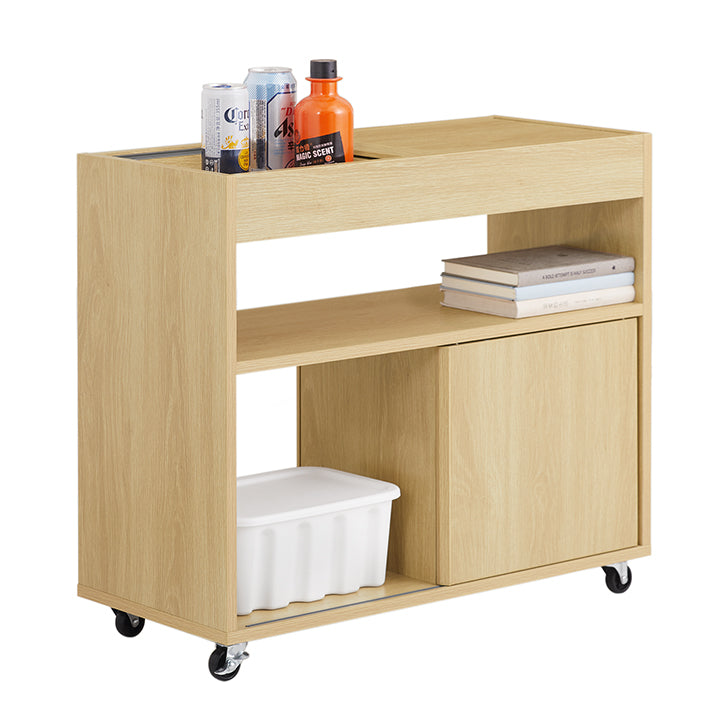 SoBuy | Tavolino con Ruote | Comodino | Tavolino da Divano | Tavolino da Tè | Naturale | FBT152-N