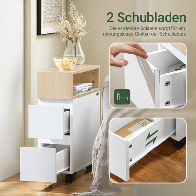 SoBuy | Comodino | Carrello da Bagno | Scaffale per Nicchia | Letto Boxspring | Tavolino Stretto | FBT155-WN