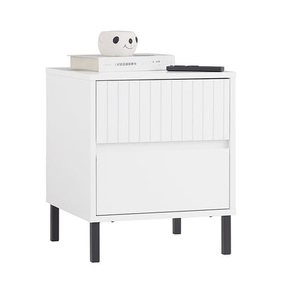SoBuy | Nachttisch mit 2 Schubladen | Beistelltisch | Sofatisch | Telefontisch | Weiß | FBT157-W