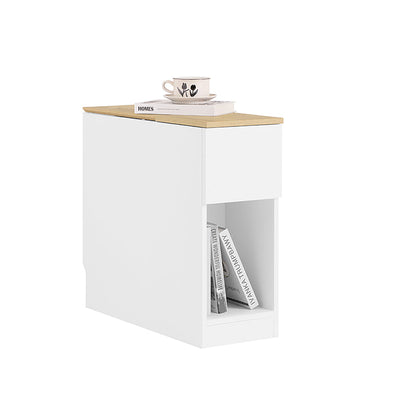 SoBuy | Comodino Tavolino da salotto Tavolino da tè | Bianco-Naturale | 25x60x65cm | FBT162-WN