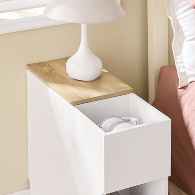 SoBuy | Comodino Tavolino da salotto Tavolino da tè | Bianco-Naturale | 25x60x65cm | FBT162-WN