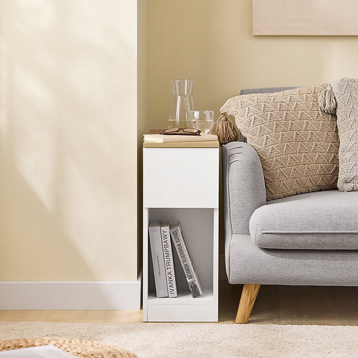Prévente | SoBuy | Table de chevet, table d'appoint, table basse | Blanc naturel | 25 x 60 x 65 cm | FBT162-WN