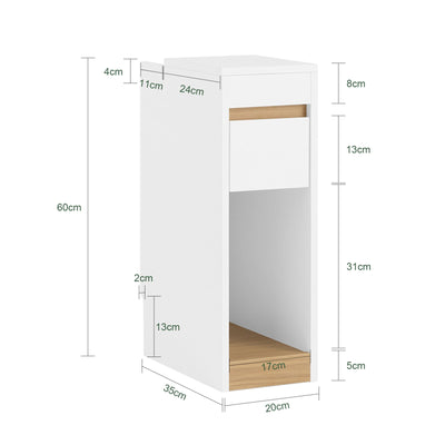 SoBuy | Comodino Tavolino da Caffè Tavolino da Salotto | Bianco-Naturale | 20x60x35 cm | FBT163-WN