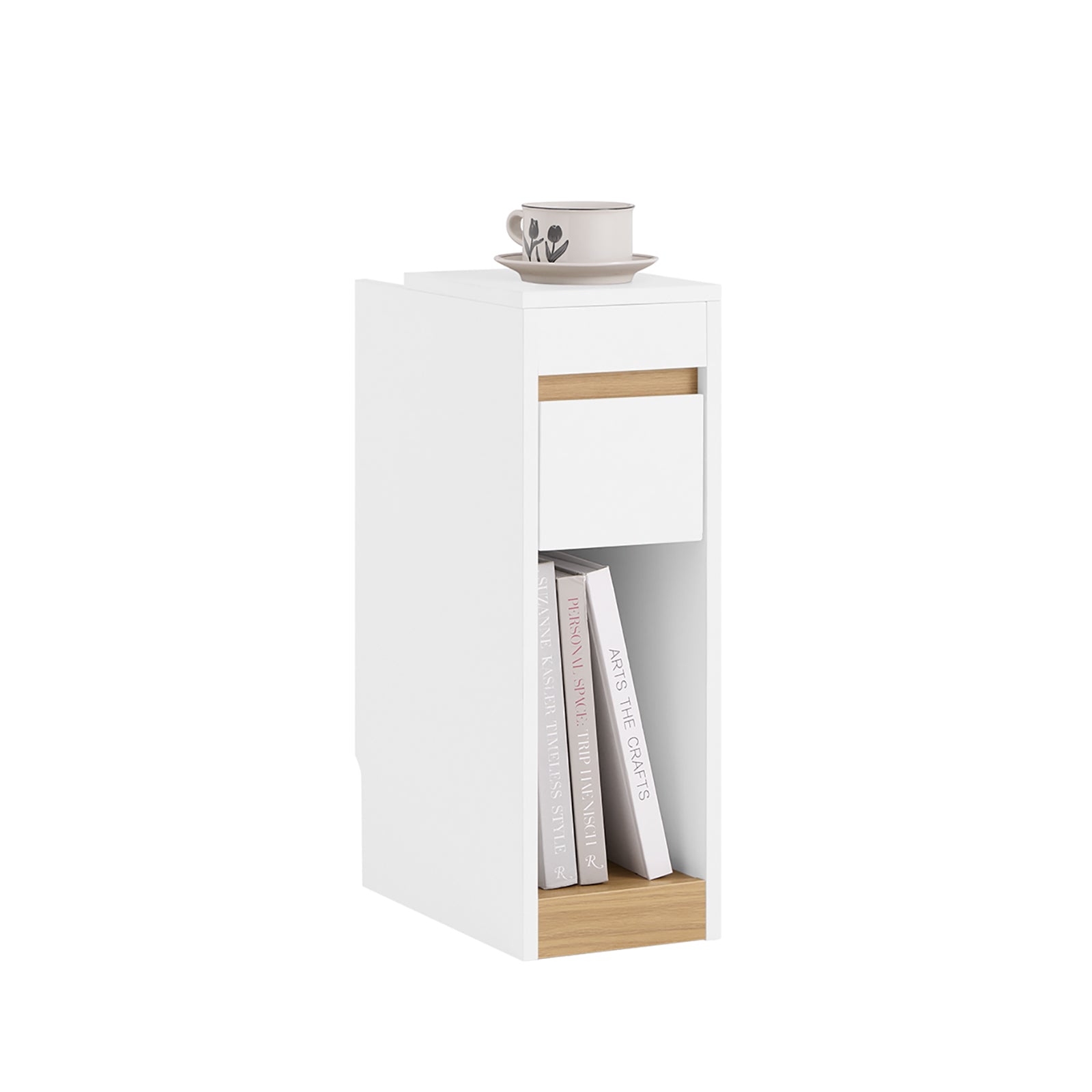 SoBuy | Comodino Tavolino da Caffè Tavolino da Salotto | Bianco-Naturale | 20x60x35 cm | FBT163-WN