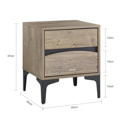 SoBuy Comodino con 2 cassetti, colore naturale, 40×40×47 cm FBT165-N