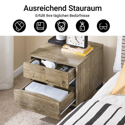 SoBuy Comodino con 2 cassetti, colore naturale, 40×40×47 cm FBT165-N