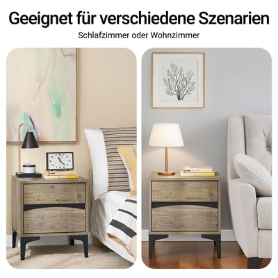 SoBuy Comodino con 2 cassetti, colore naturale, 40×40×47 cm FBT165-N