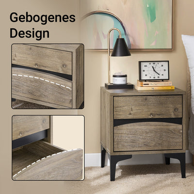 SoBuy Comodino con 2 cassetti, colore naturale, 40×40×47 cm FBT165-N