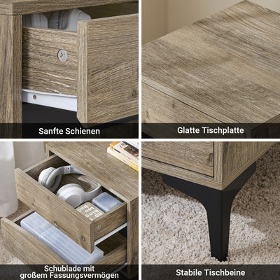 Table de chevet SoBuy à 2 tiroirs, couleur naturelle, 40 × 40 × 47 cm, FBT165-N 