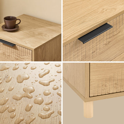 SoBuy Nachttisch Nachtschrank mit 2 Schubladen Natur B40 x T42 x H47 cm FBT166-N